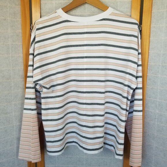 Madewell Easy Crewneck Long-Sleeve Tee Shirt in Pale Blush Striped Size XS - Picture 8 of 8